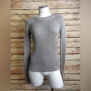 Altar'd State Women's Xs Silver Ribbed Top